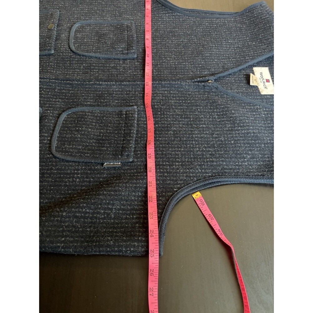 Woolrich XL Wool Blend Full Zip Utility Vest Charcoal Gray Cinch Back Pockets - Picture 8 of 10